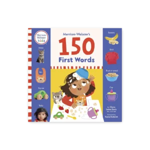 Okładka książki Britannica’s 150 First Words z kolorowymi ilustracjami