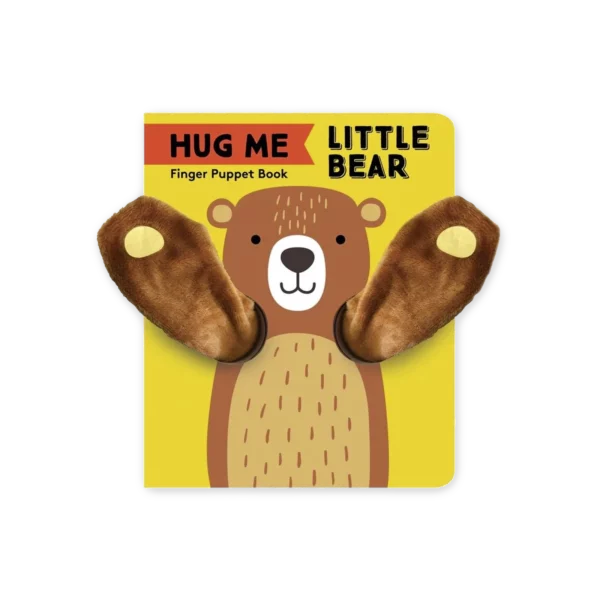 Okładka książki Hug Me, Little Bear Finger Puppet Book z ilustracją misia z pacynką do zabawy