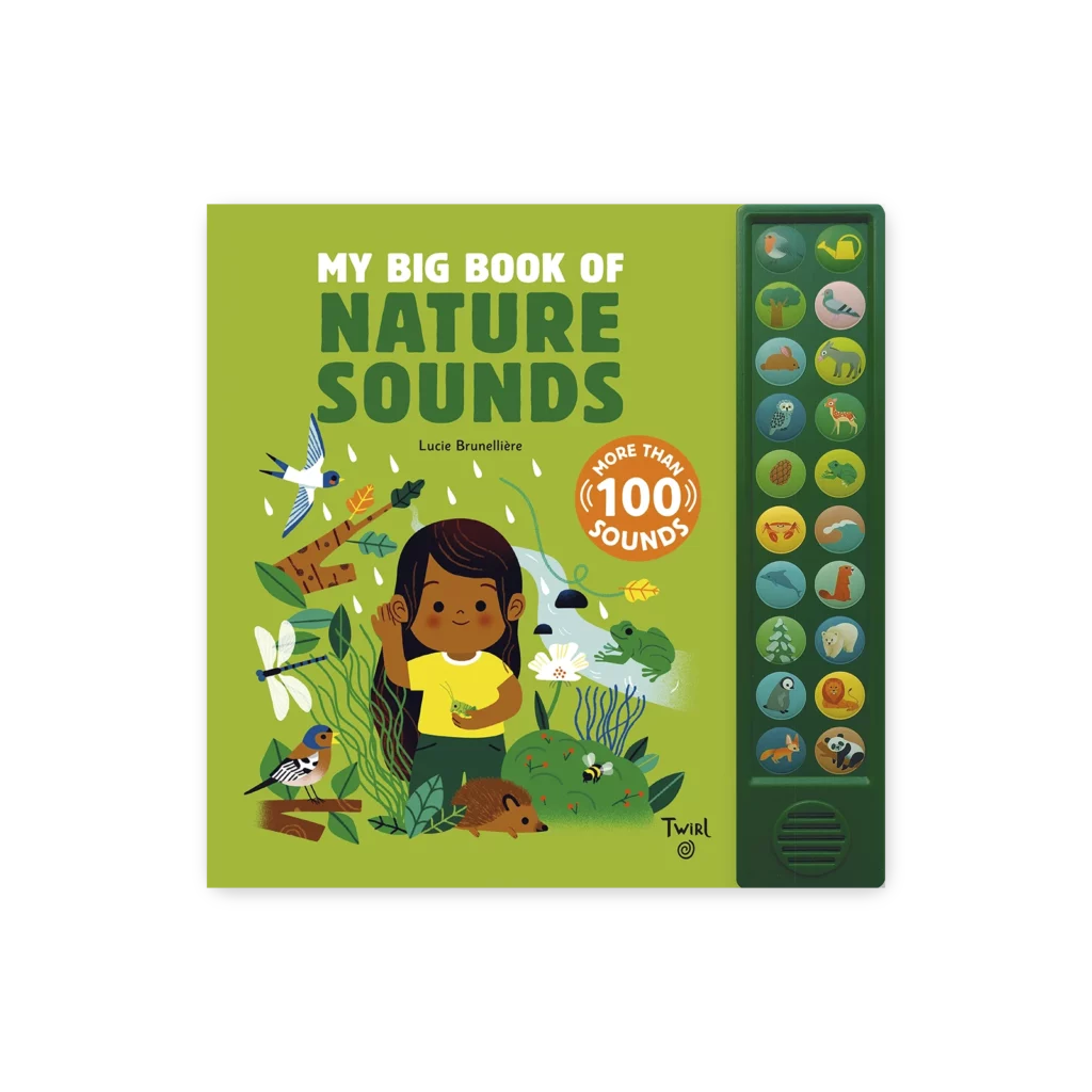 Okładka książki My Big Book of Nature Sounds z ilustracjami przyrody i przyciskami dźwiękowymi