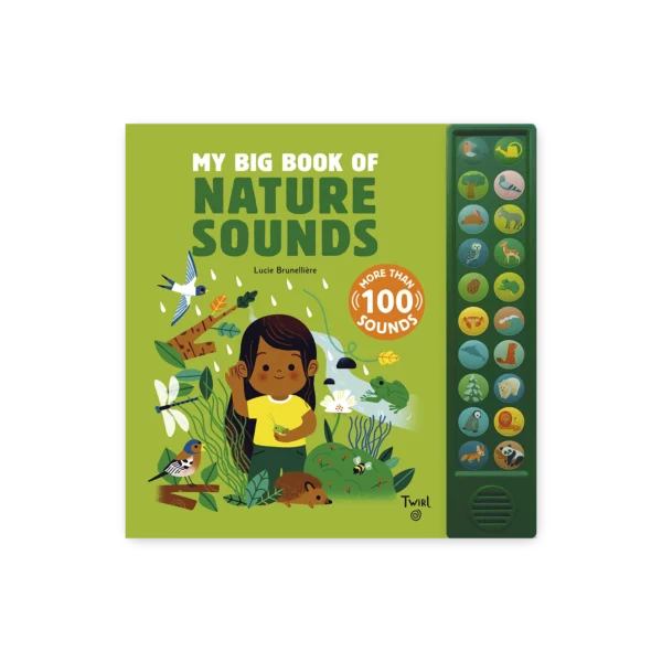 Okładka książki My Big Book of Nature Sounds z ilustracjami przyrody i przyciskami dźwiękowymi