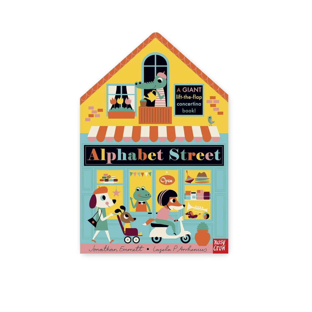 Książka ‘Alphabet Street’ – kolorowa rozkładanka do nauki alfabetu dla dzieci