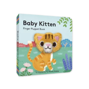 Okładka książki Baby Kitten: Finger Puppet Book widziana pod innym kątem, z ilustracją małego kociaka z kukiełką na palec