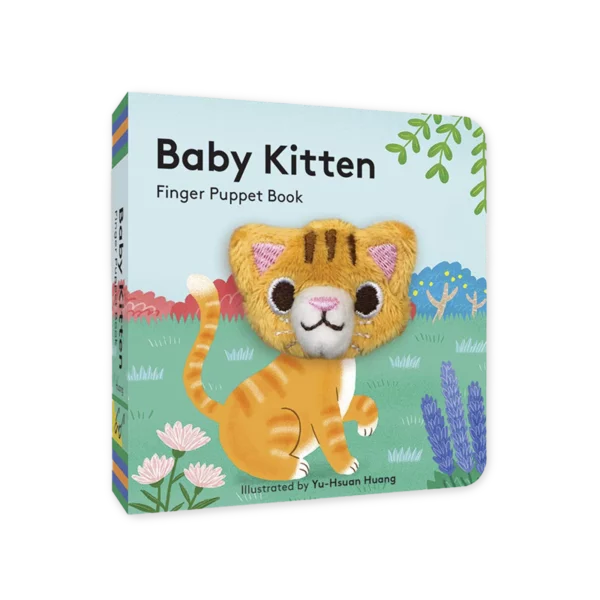 Okładka książki Baby Kitten: Finger Puppet Book widziana pod innym kątem, z ilustracją małego kociaka z kukiełką na palec
