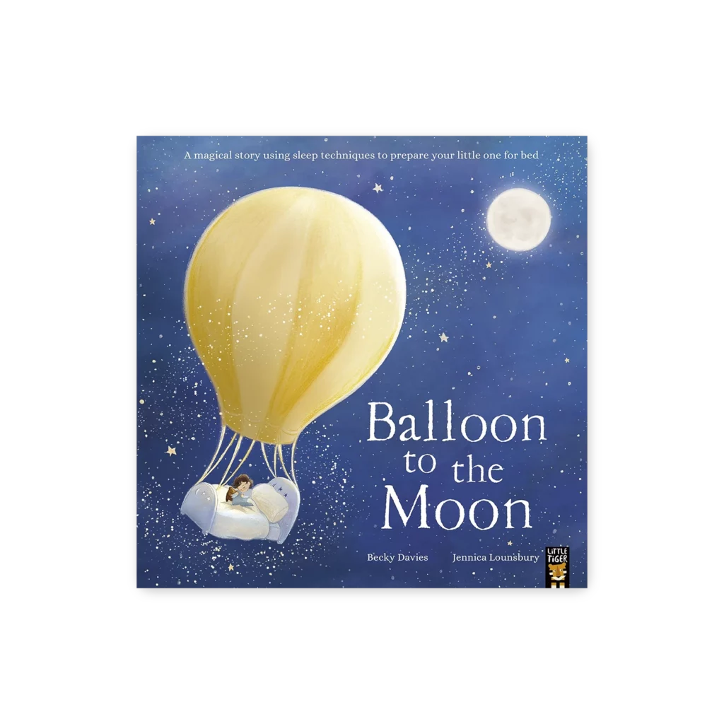 Okładka książki Balloon to the Moon z ilustracją balonu unoszącego się w stronę księżyca