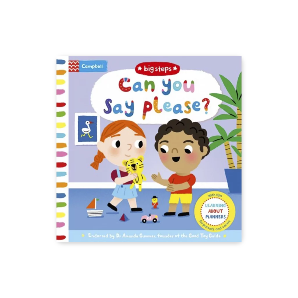 Okładka książki Can You Say Please? z ilustracją dzieci uczących się mówić proszę