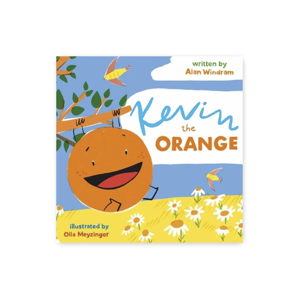 Okładka książki „Kevin the Orange” – zabawna historia o pomarańczy, która uczy dzieci akceptacji siebie i pokazuje siłę przyjaźni