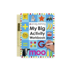 Okładka książki „My Big Activity Workbook” – kolorowa książka ścieralna z flamastrem, pełna zadań i ilustracji