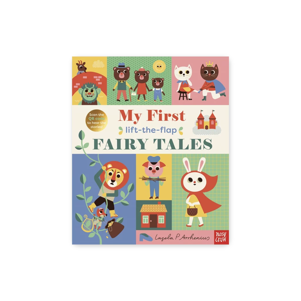 Okładka książki My First Fairy Tales – Lift the Flap, z ilustracją bajkowych postaci i elementami do odkrywania