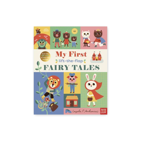 Okładka książki My First Fairy Tales – Lift the Flap, z ilustracją bajkowych postaci i elementami do odkrywania