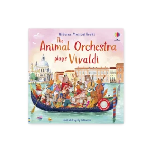 Okładka książki The Animal Orchestra Plays Vivaldi z ilustracją zwierząt grających na instrumentach muzycznych