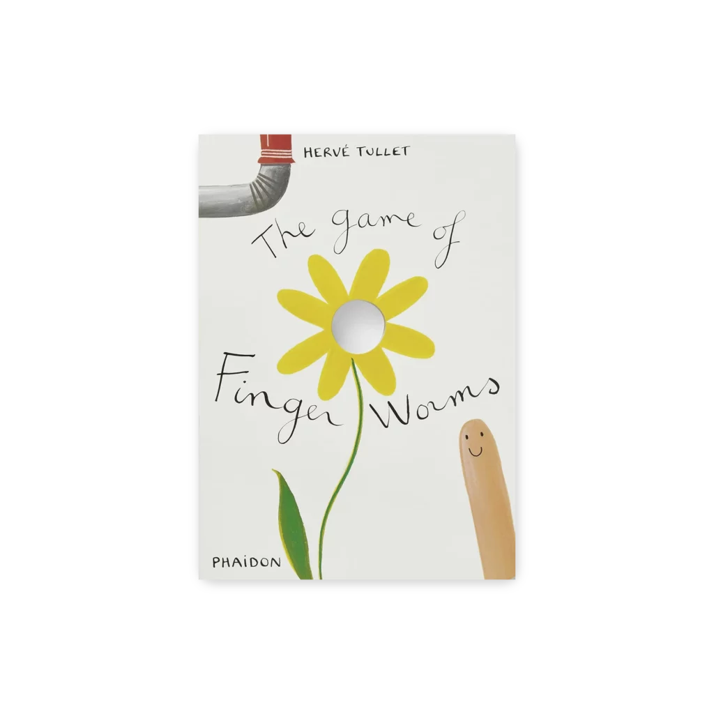 Okładka książki „The Game of Finger Worms” z ilustracją kwiatu i paluszka, zamieniającego się w robaczka.