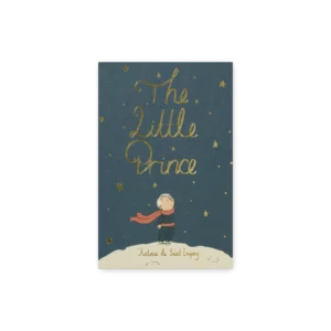 Okładka książki The Little Prince z ilustracją małego księcia na tle gwiazd i planety