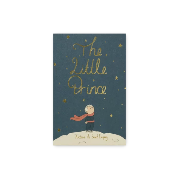 Okładka książki The Little Prince z ilustracją małego księcia na tle gwiazd i planety