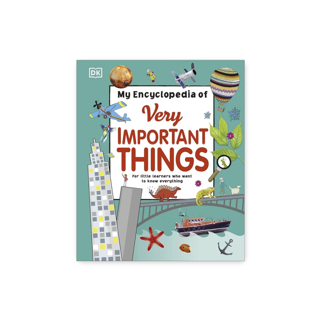 Okładka książki My Encyclopedia z ilustracją dziecięcej encyklopedii pełnej ciekawostek