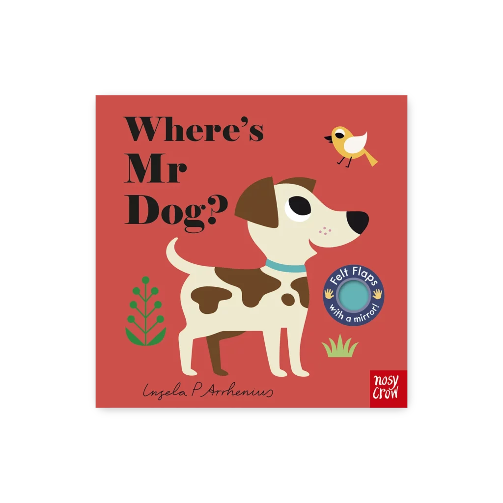 Okładka książki Where's Mr Dog? z ilustracją psa i filcowymi okienkami