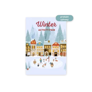 Okładka ebooka Winter Activity Pack z ilustracją świątecznych motywów i zimowych aktywności dla dzieci
